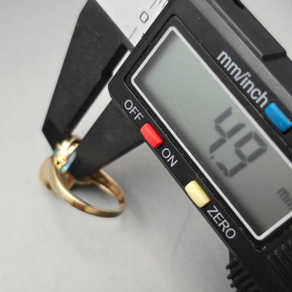 10K Yellow Gold Pear-Cut Sky-Blue Topaz & Diamond Accents Ring Size 7 4.66g - Picture 11 of 16